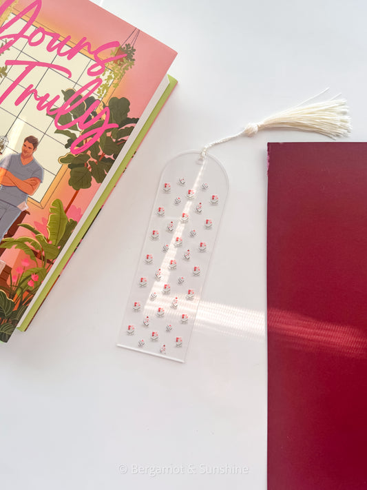 Dainty Blush Flowers Acrylic Bookmark