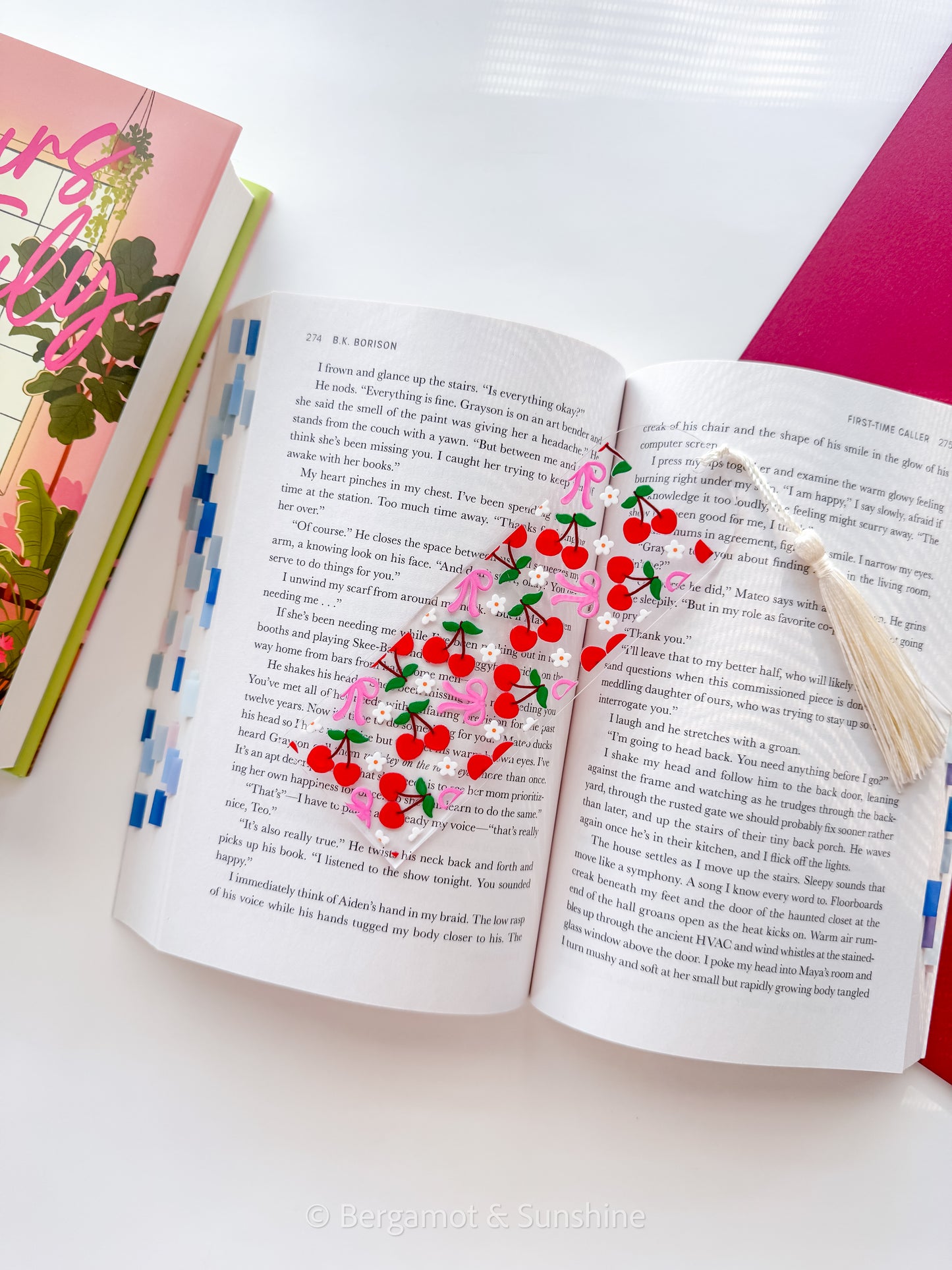 Cherries and Bows Acrylic Bookmark