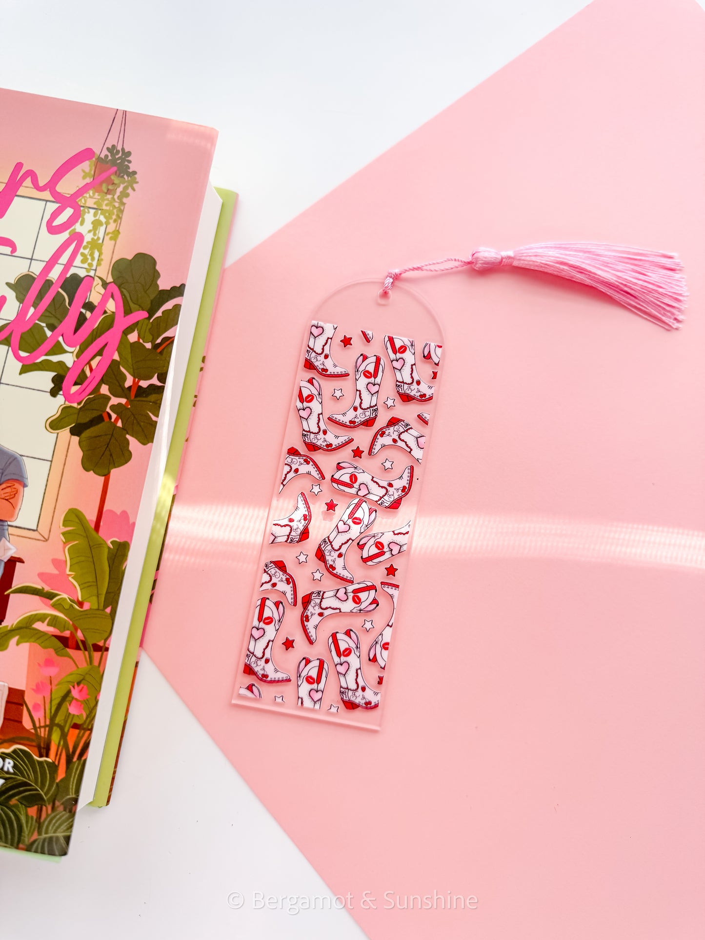 Red Cowgirl Boots Acrylic Bookmark