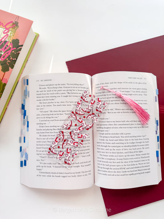 Red Cowgirl Boots Acrylic  Bookmark