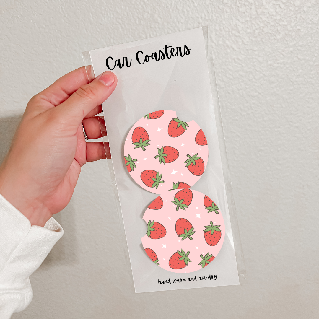 Strawberry Car Coasters (2 Options) (set of 2)