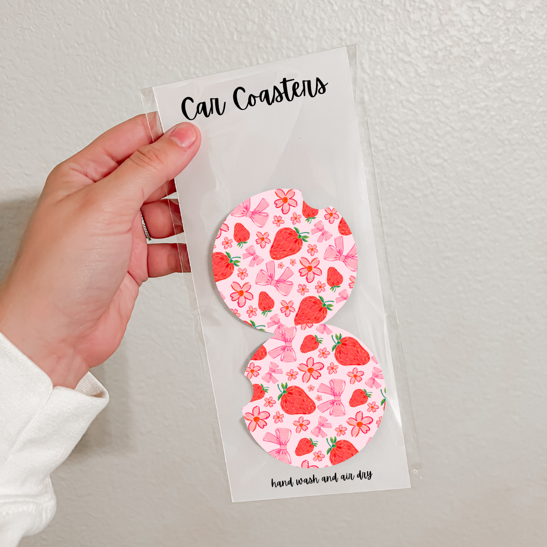 Strawberry Car Coasters (2 Options) (set of 2)