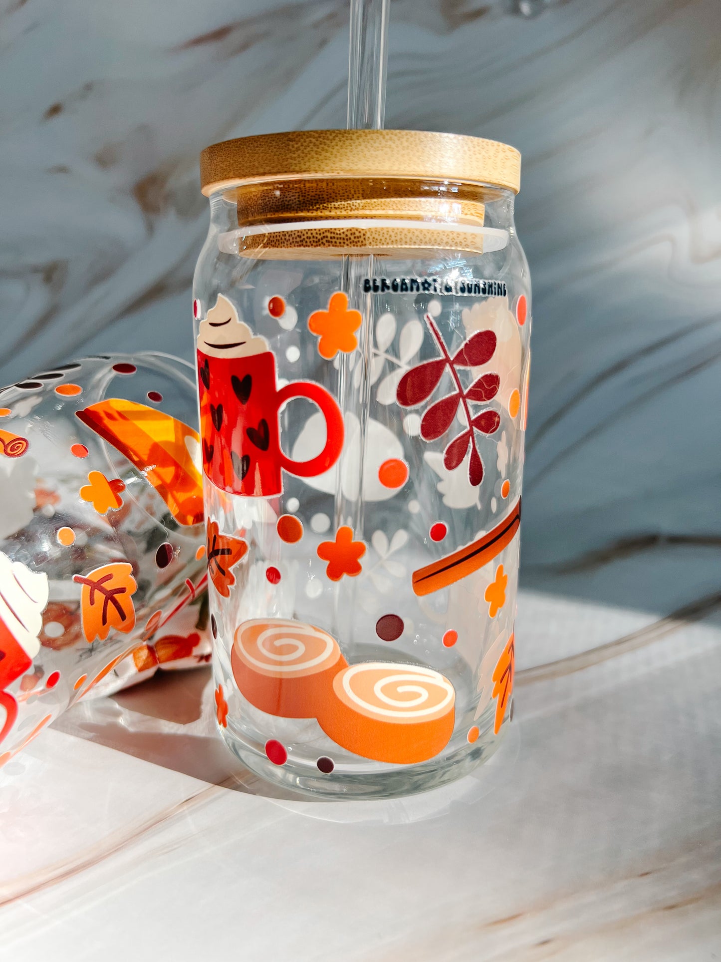 Pumpkin Pie 16oz Glass Cup
