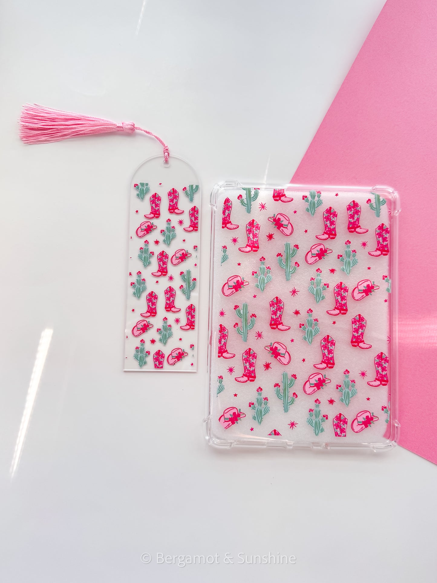 Pink Western Boots Acrylic Bookmark