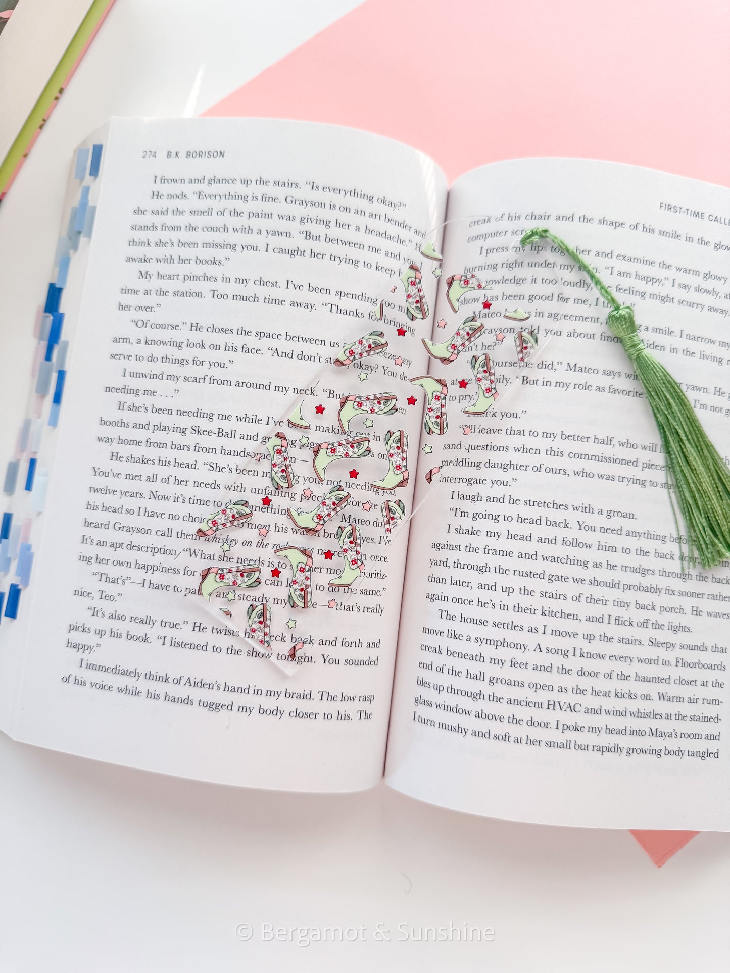 Green Cottage Boots Acrylic Bookmark