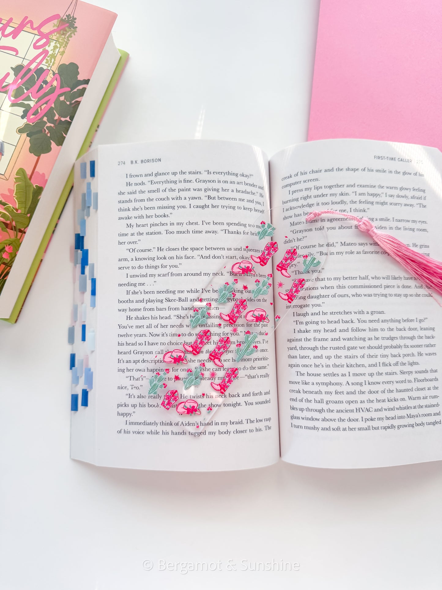 Pink Western Boots Acrylic Bookmark
