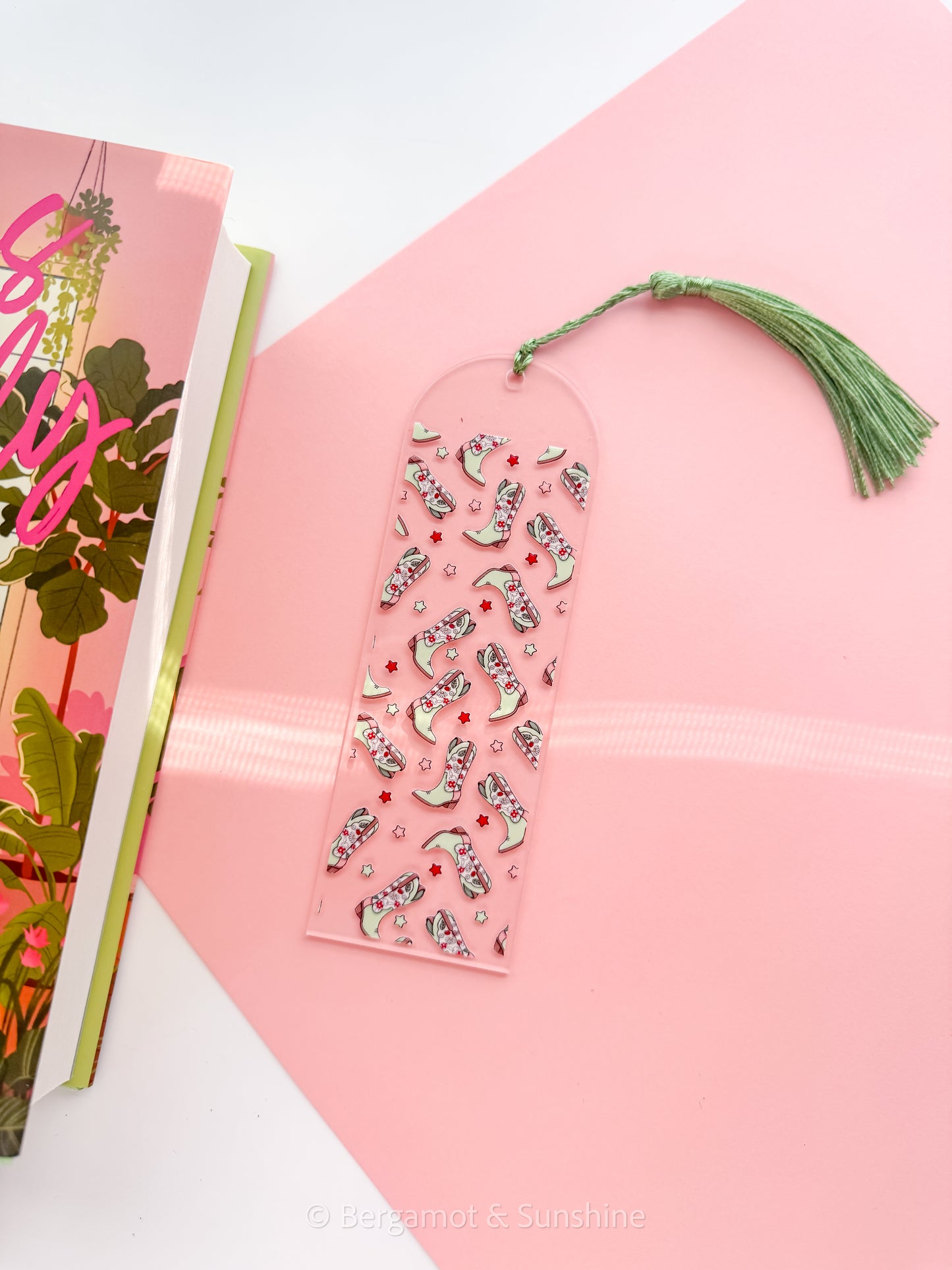 Green Cottage Boots Acrylic Bookmark
