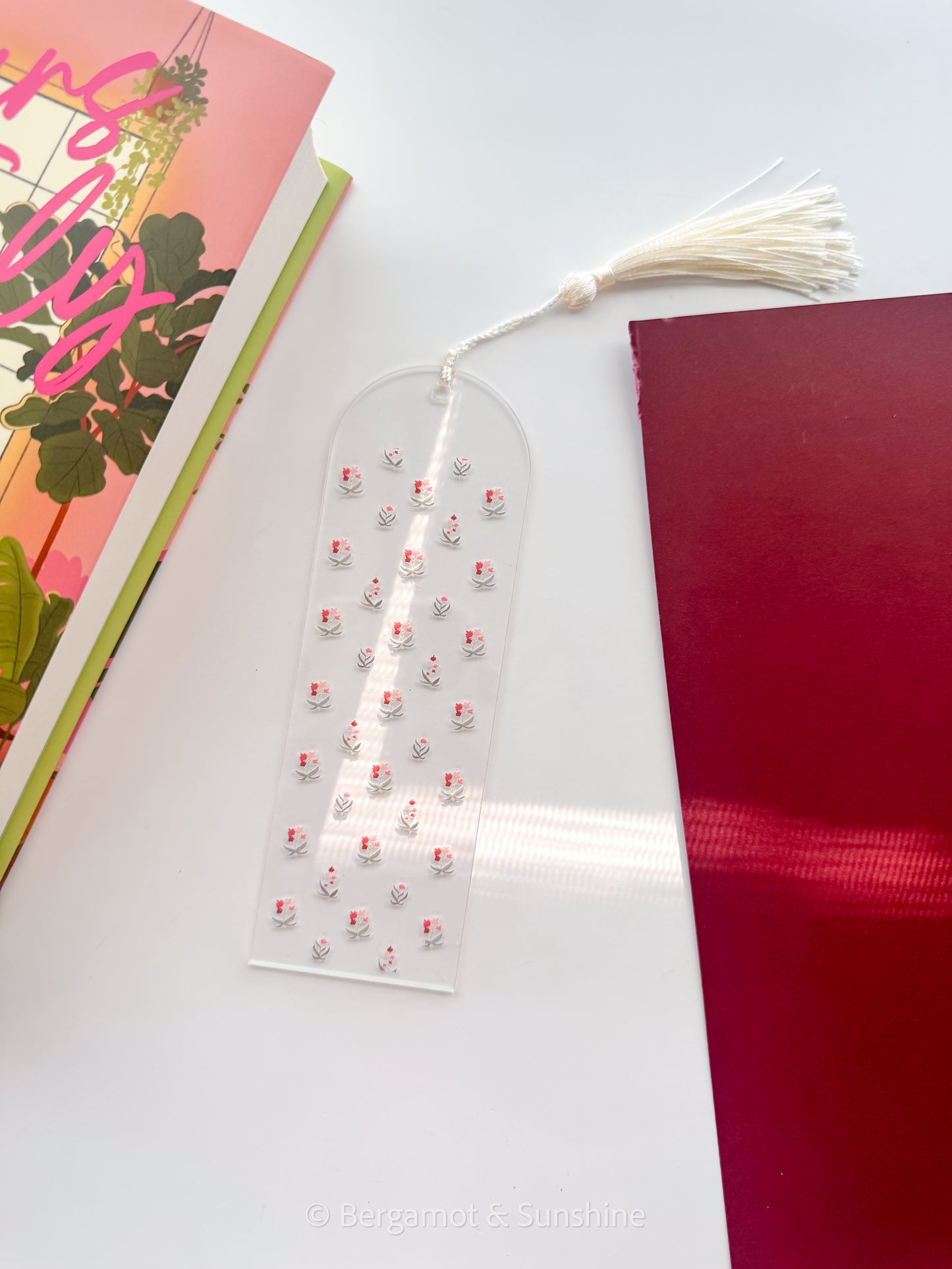 Dainty Blush Flowers Acrylic Bookmark