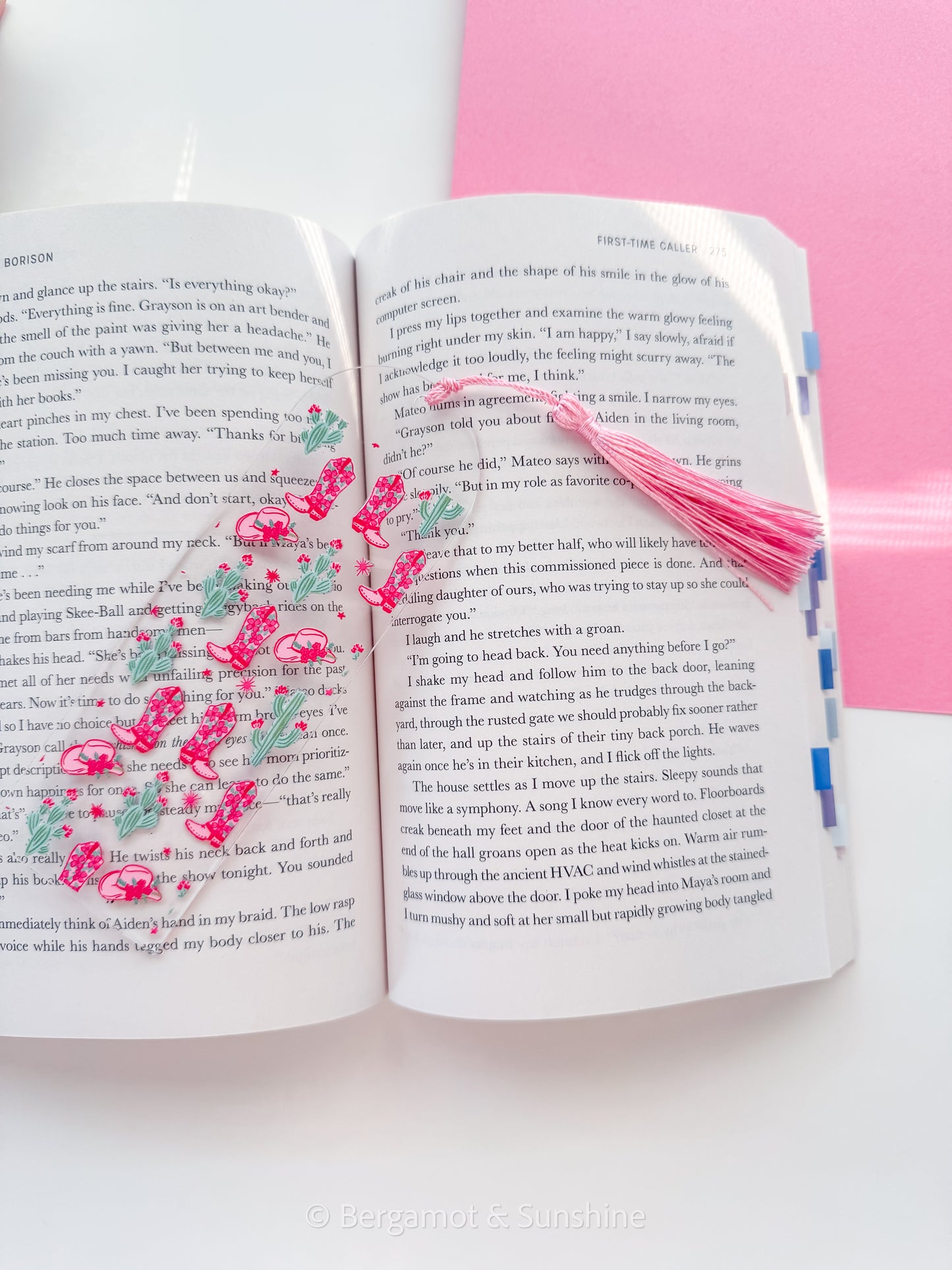 Pink Western Boots Acrylic Bookmark