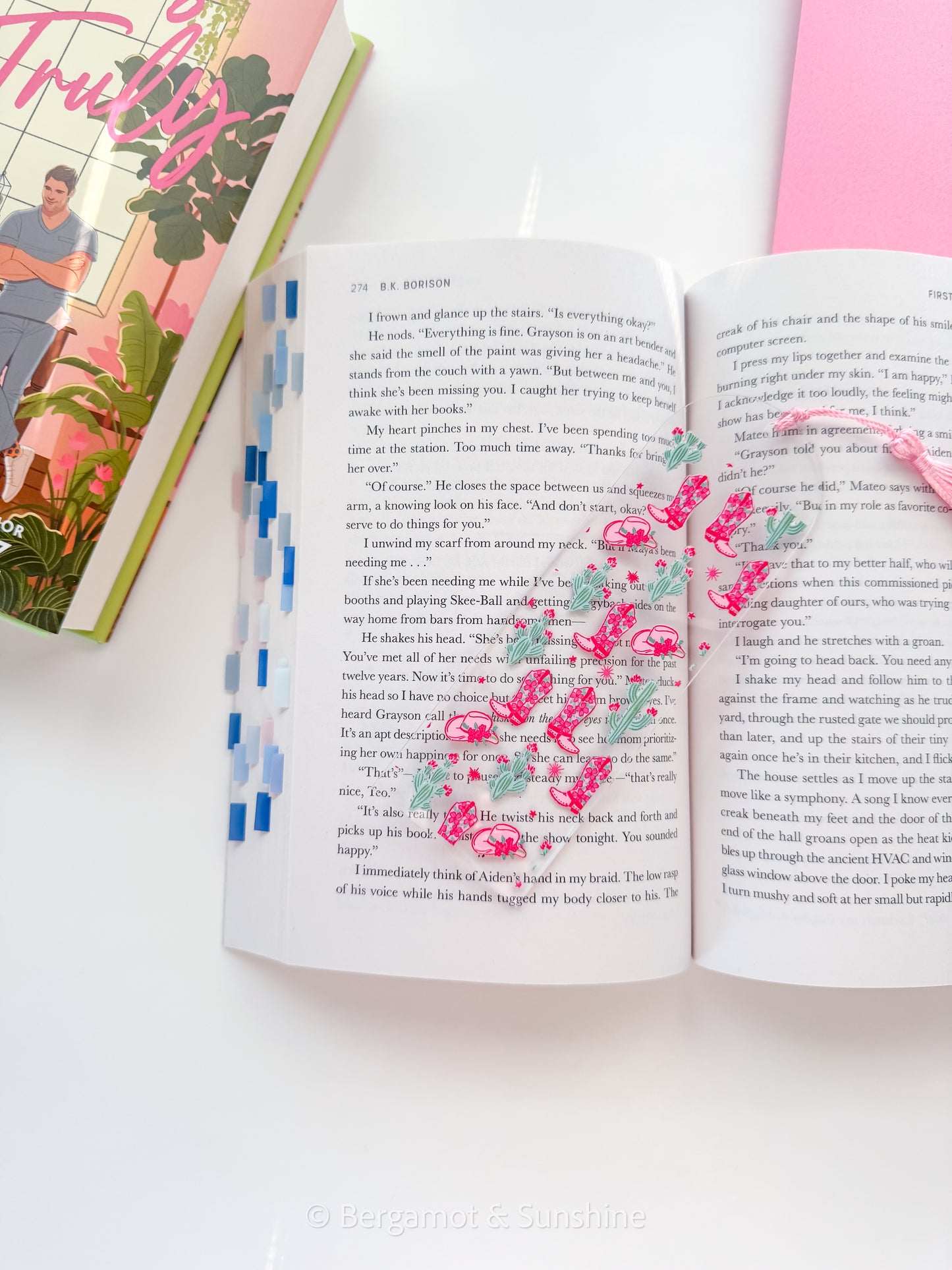 Pink Western Boots Acrylic Bookmark