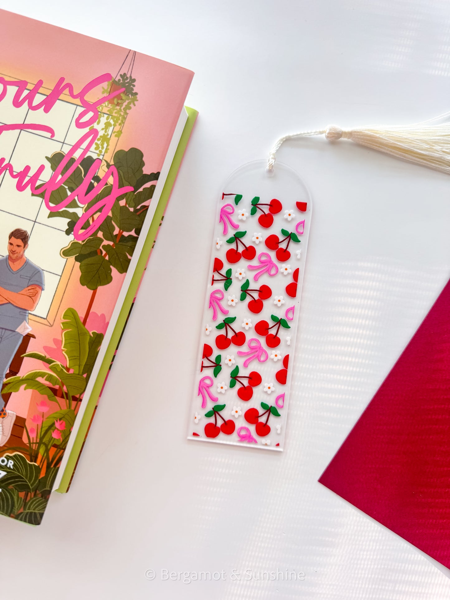 Cherries and Bows Acrylic Bookmark