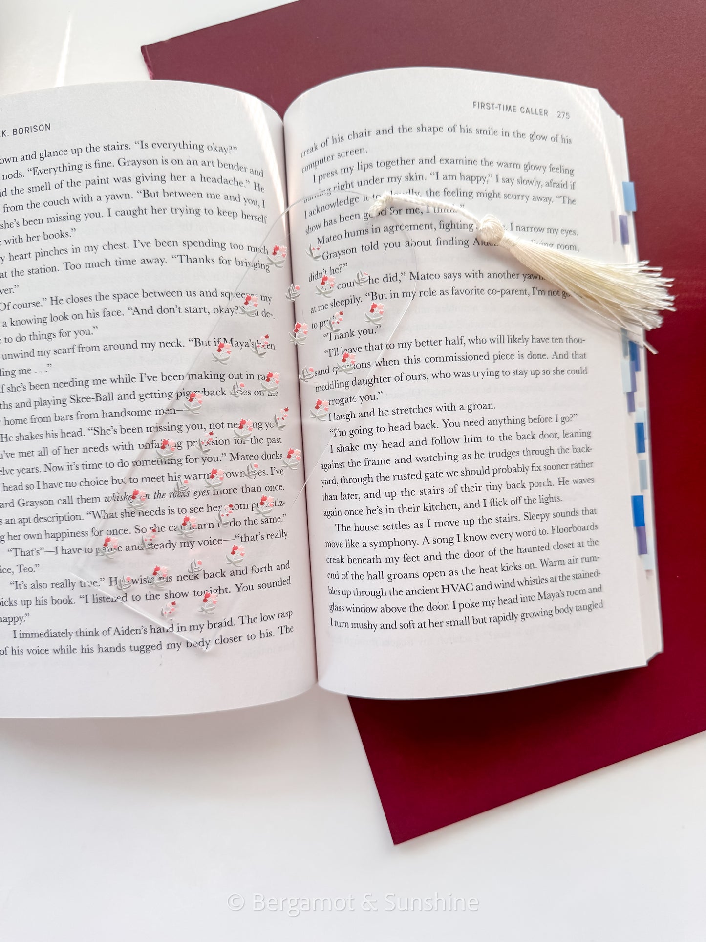 Dainty Blush Flowers Acrylic Bookmark