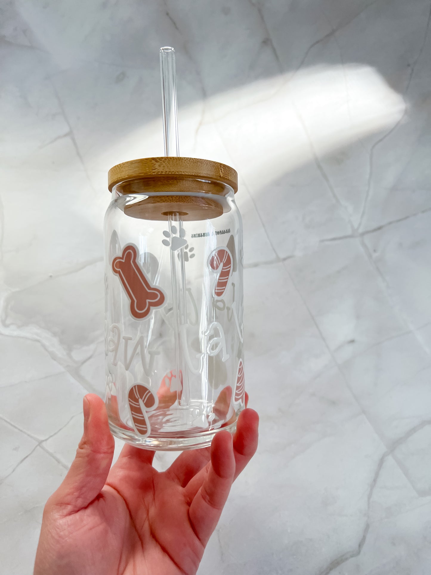 Paw La La La 16oz Glass Cup