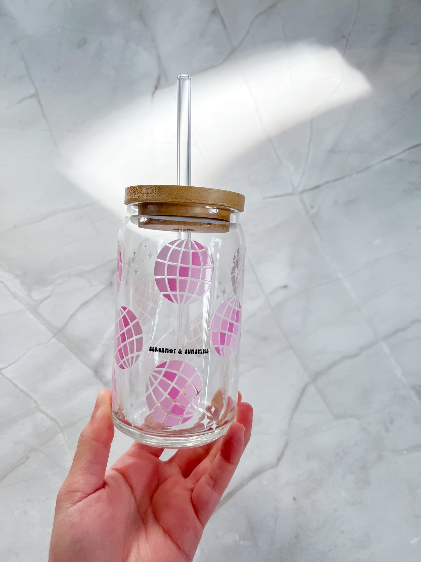 Purple Disco 16oz Glass Cup