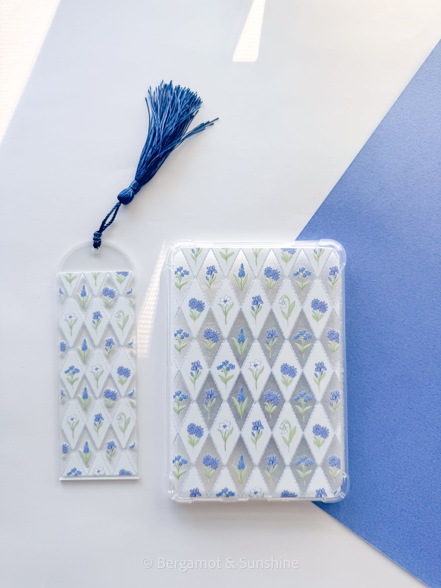 Blooming Blue Florals Acrylic Bookmark