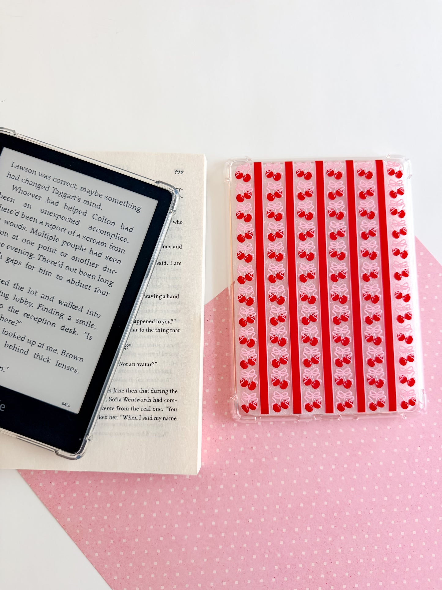 Striped Cherries Kindle Paperwhite Case – Cute E-Reader Cover