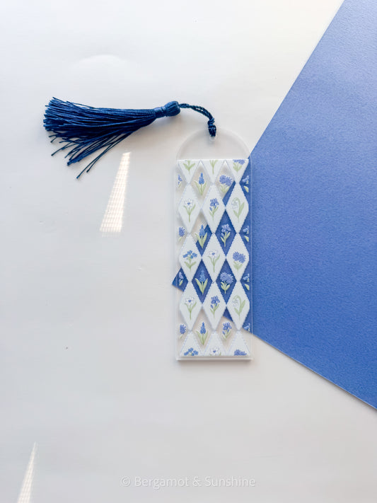 Blooming Blue Florals Acrylic Bookmark