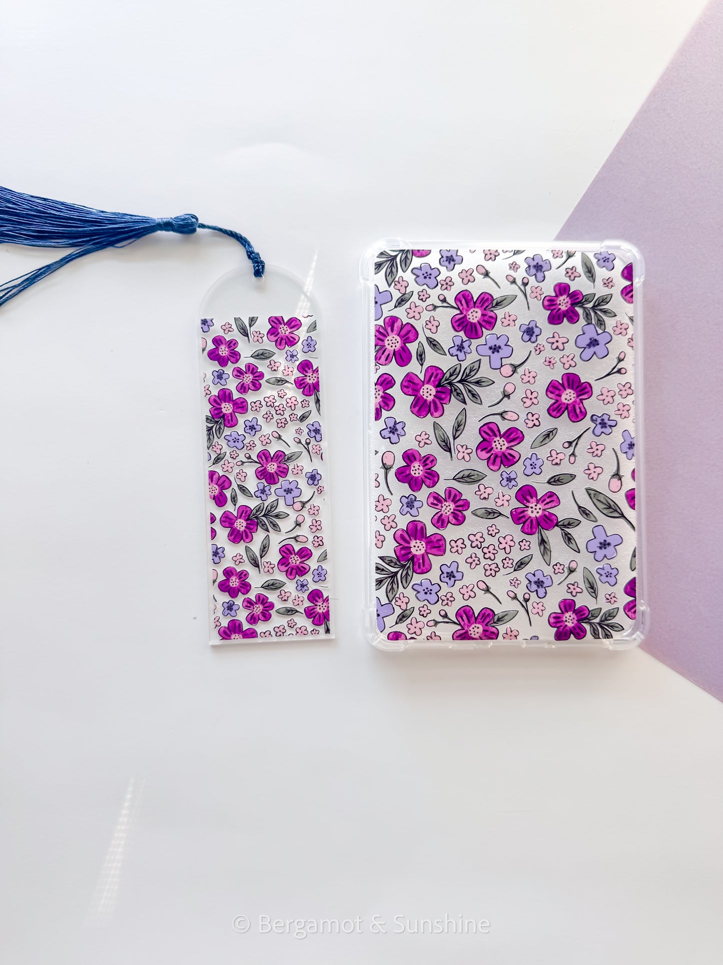 Purple Flowers Acrylic Bookmark