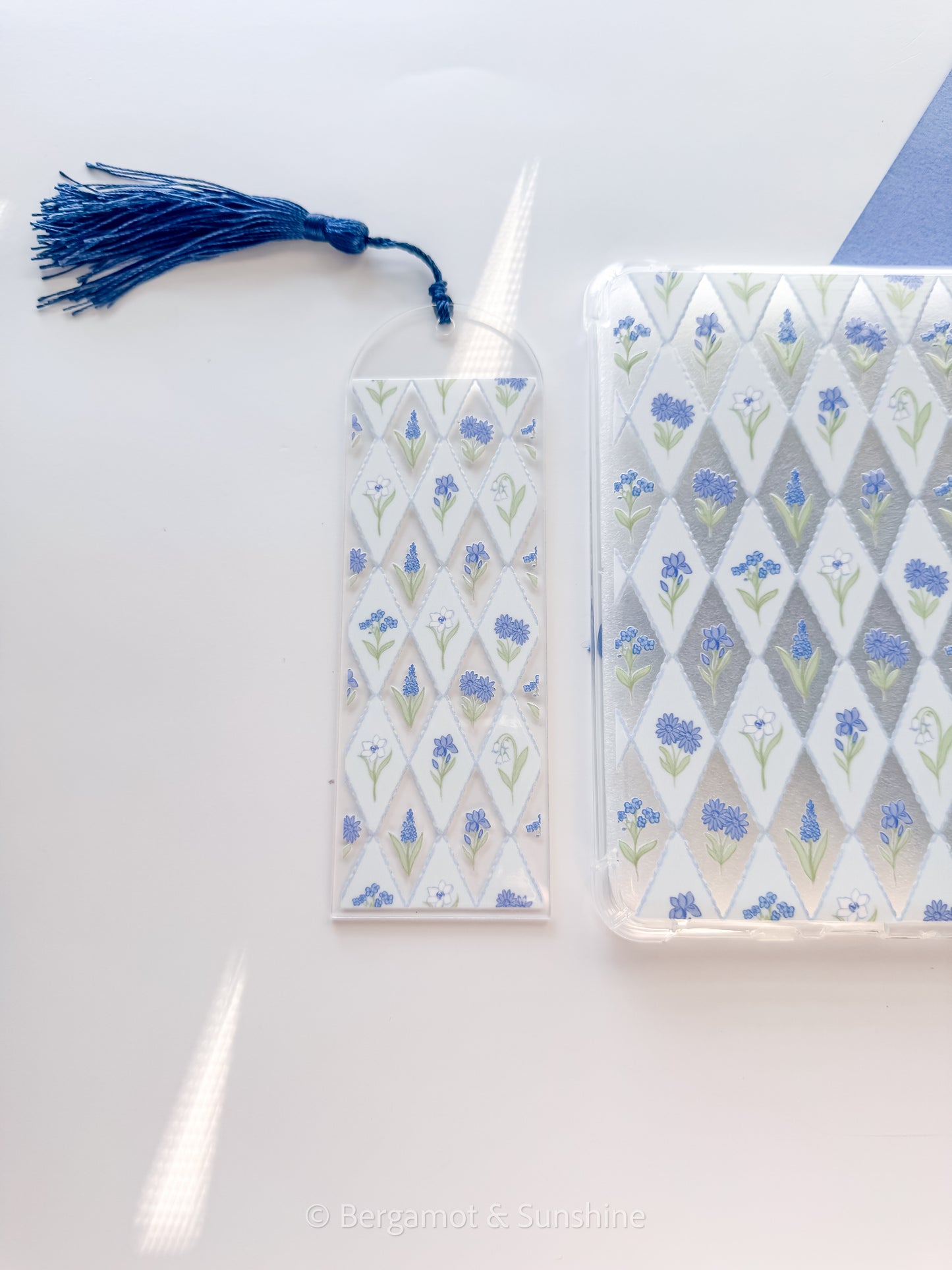 Blooming Blue Florals Acrylic Bookmark