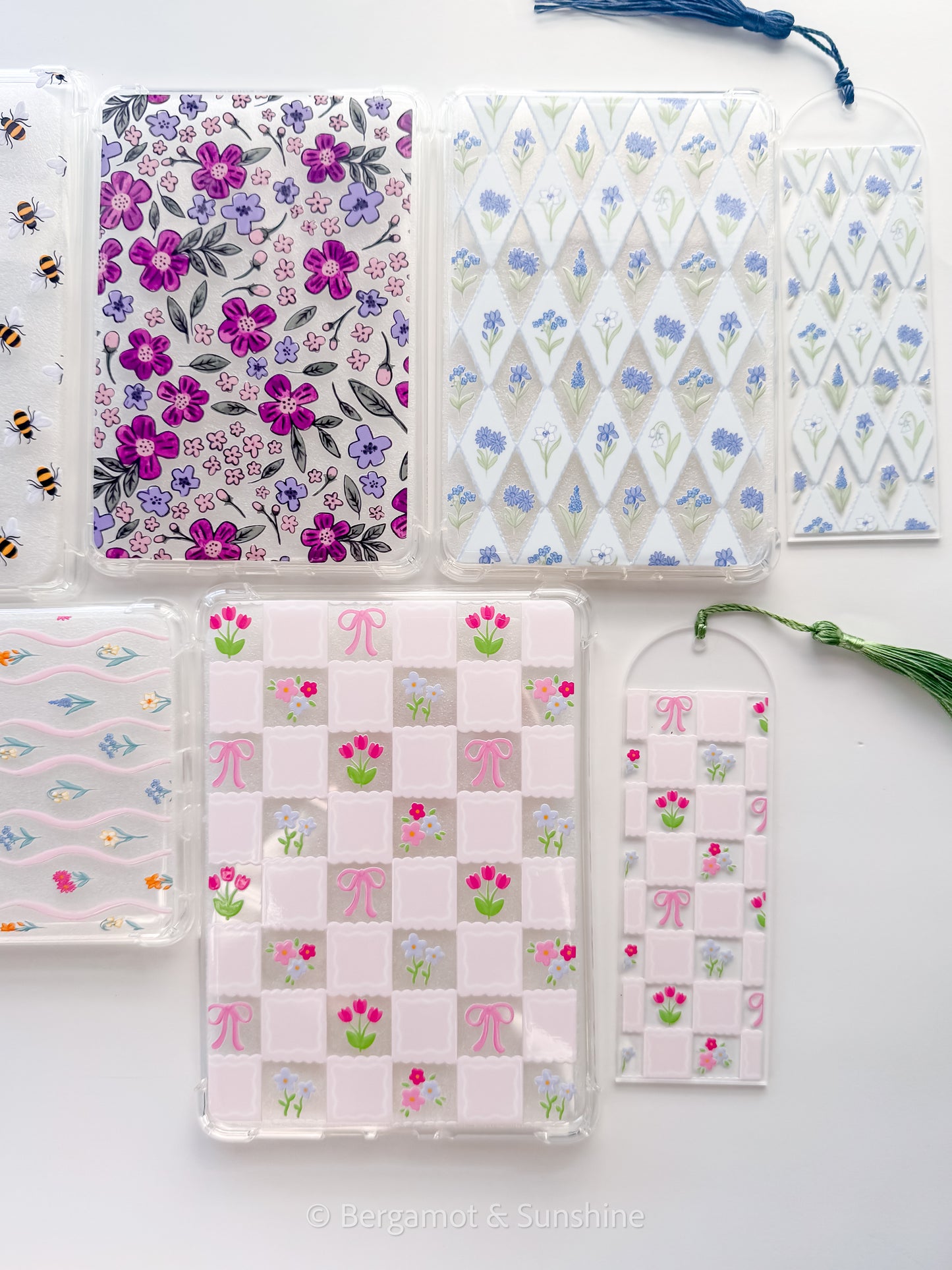 Checkered Spring Flowers Acrylic Bookmark