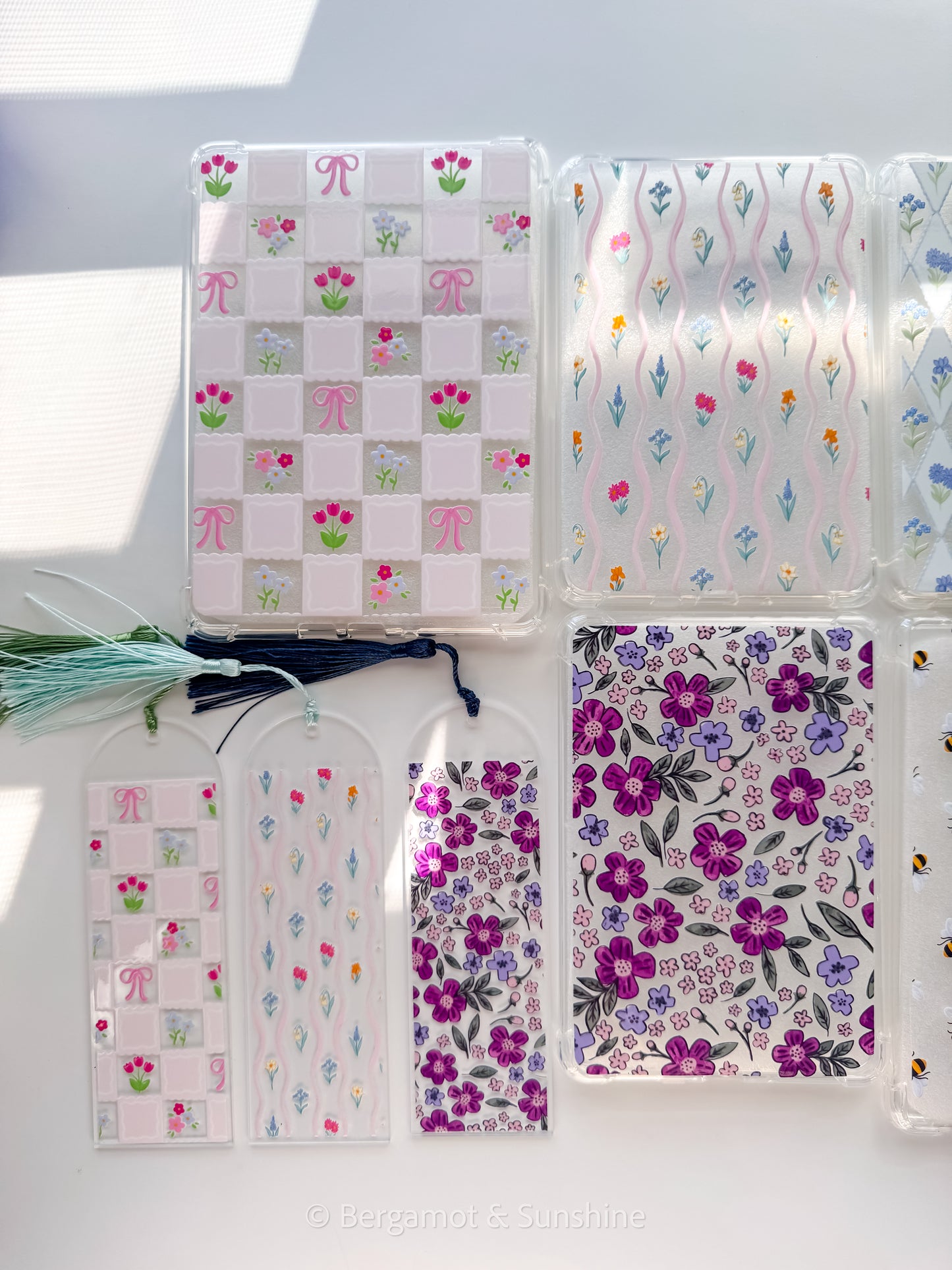 Checkered Spring Flowers E Reader Case