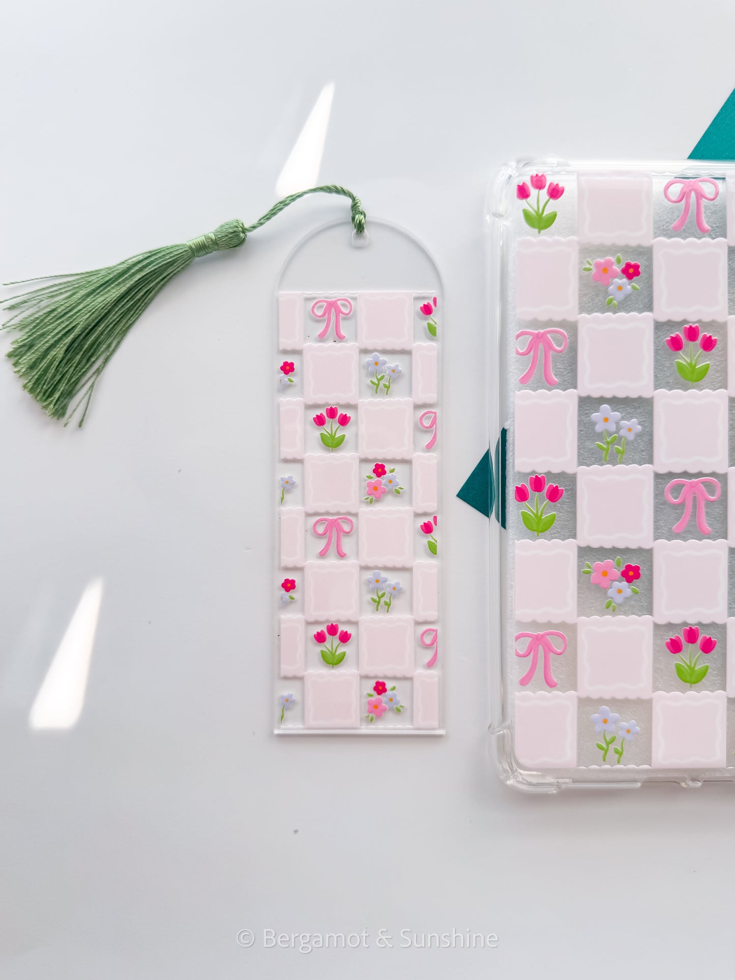 Checkered Spring Flowers E Reader Case