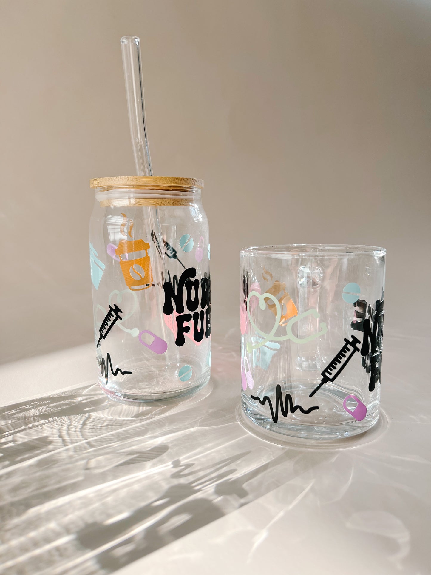 16oz glass cup 12 oz glass coffee mug nurse fuel trending