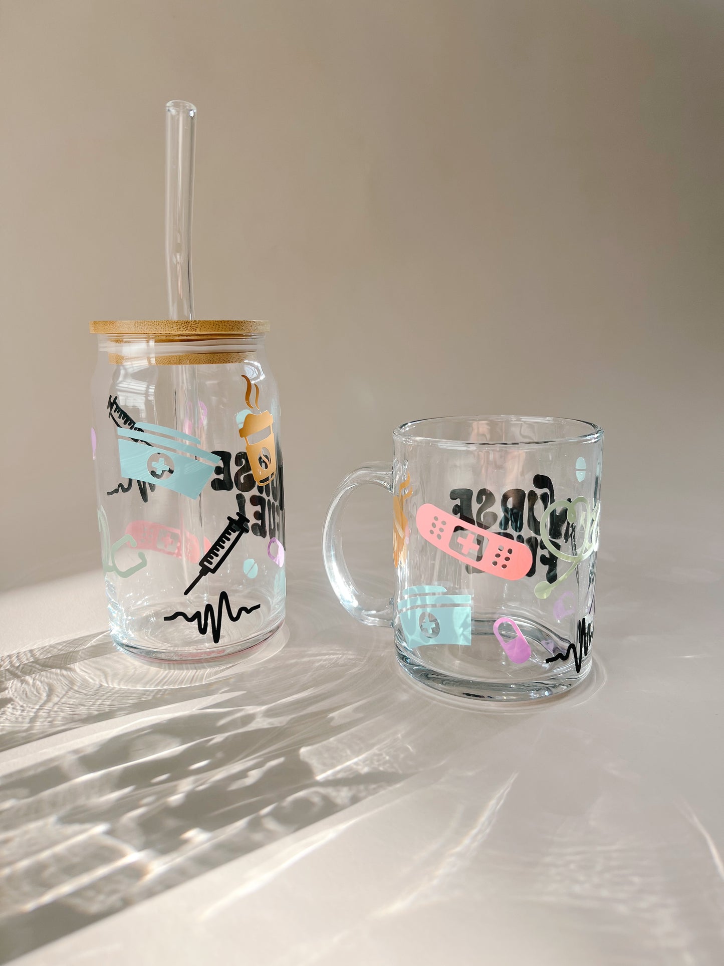 nurse fuel cup with bandaid needles nurses hat