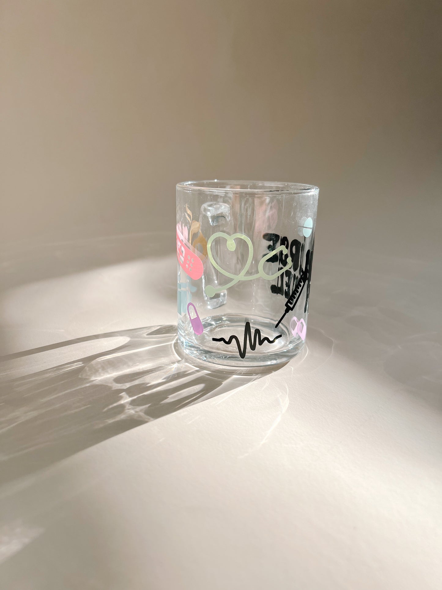 glass 12oz nurse fuel coffee mug
