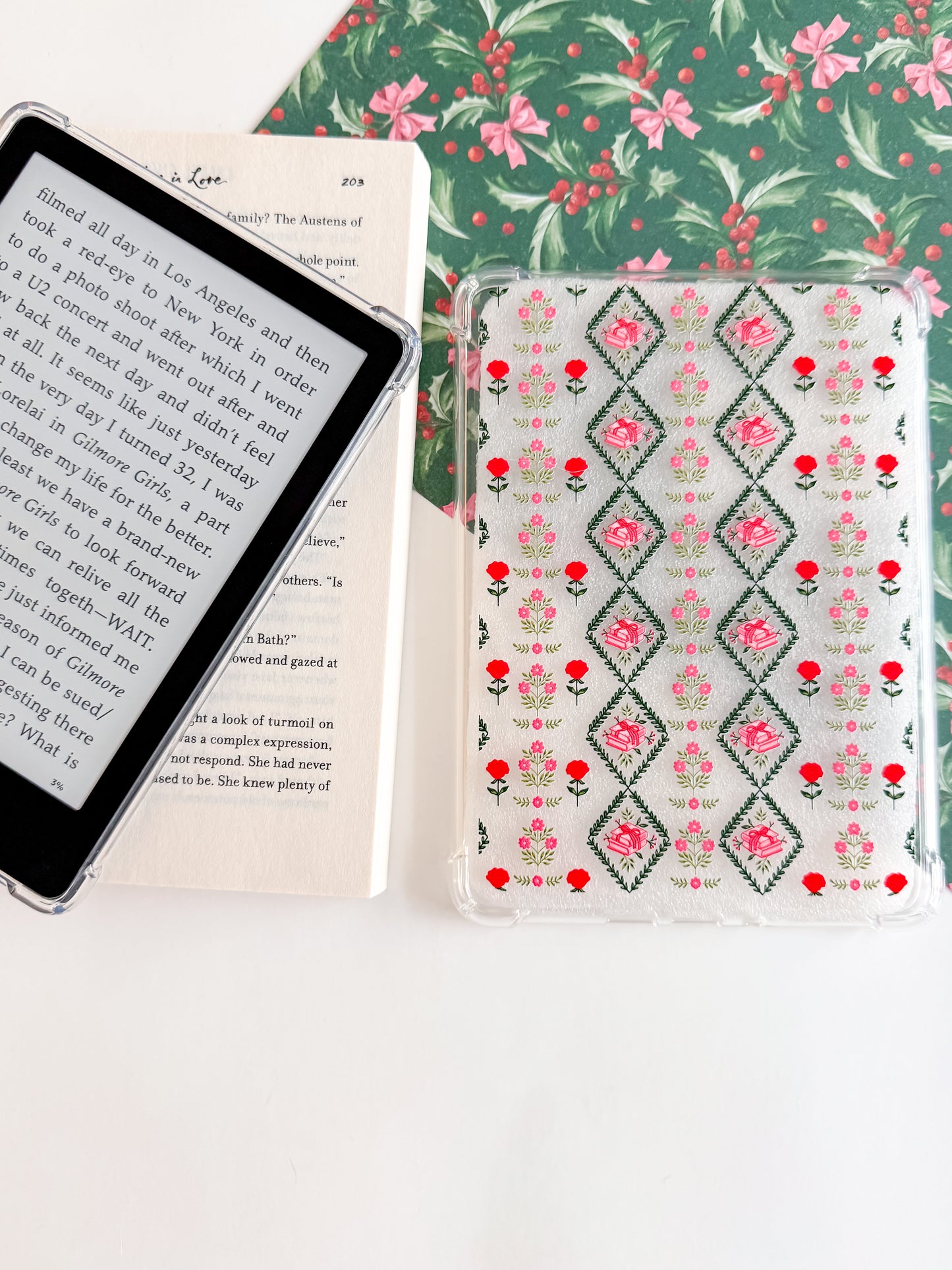 Bookish Christmas Quilt Kindle Case
