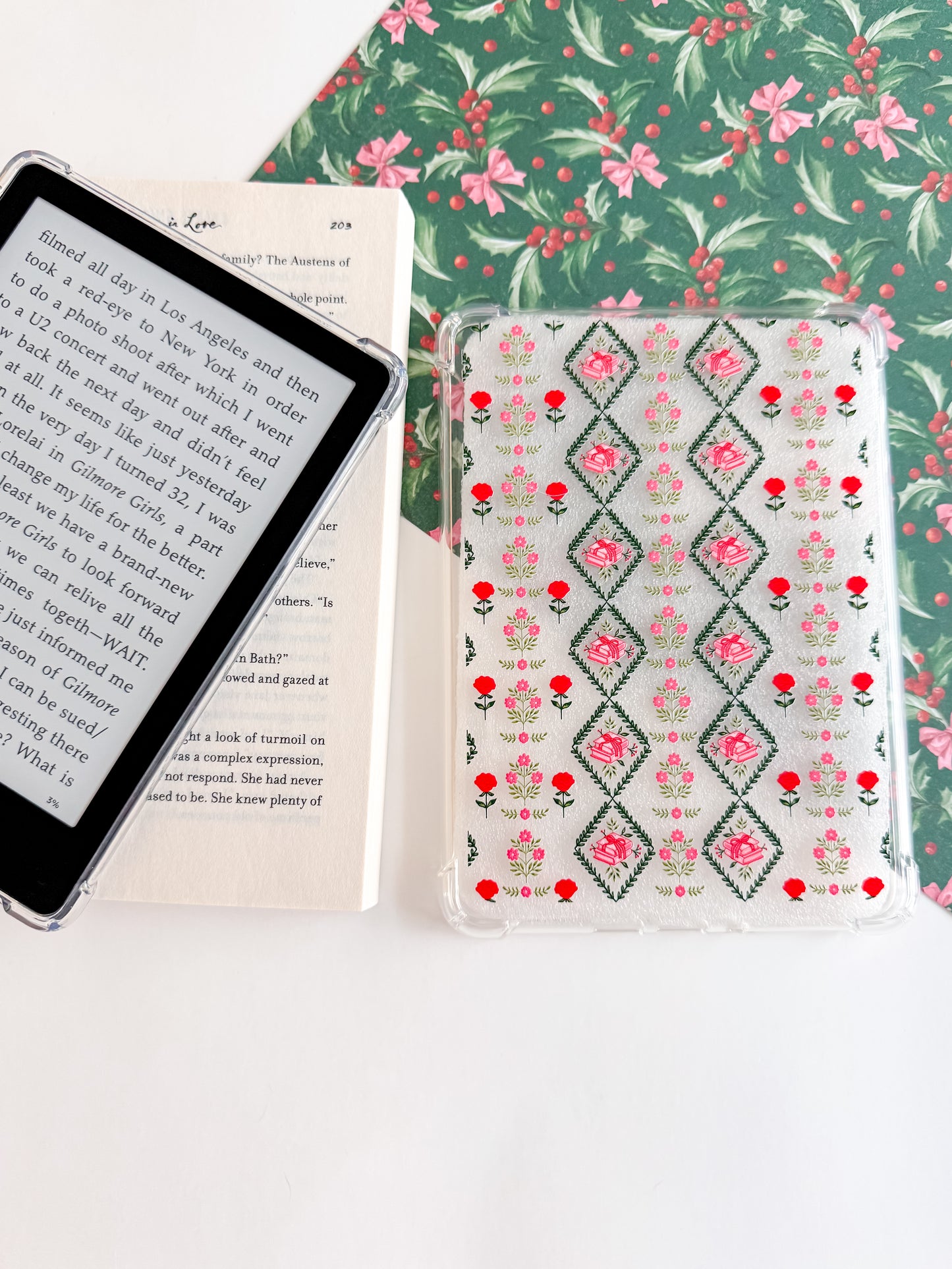 Bookish Christmas Quilt Kindle Case