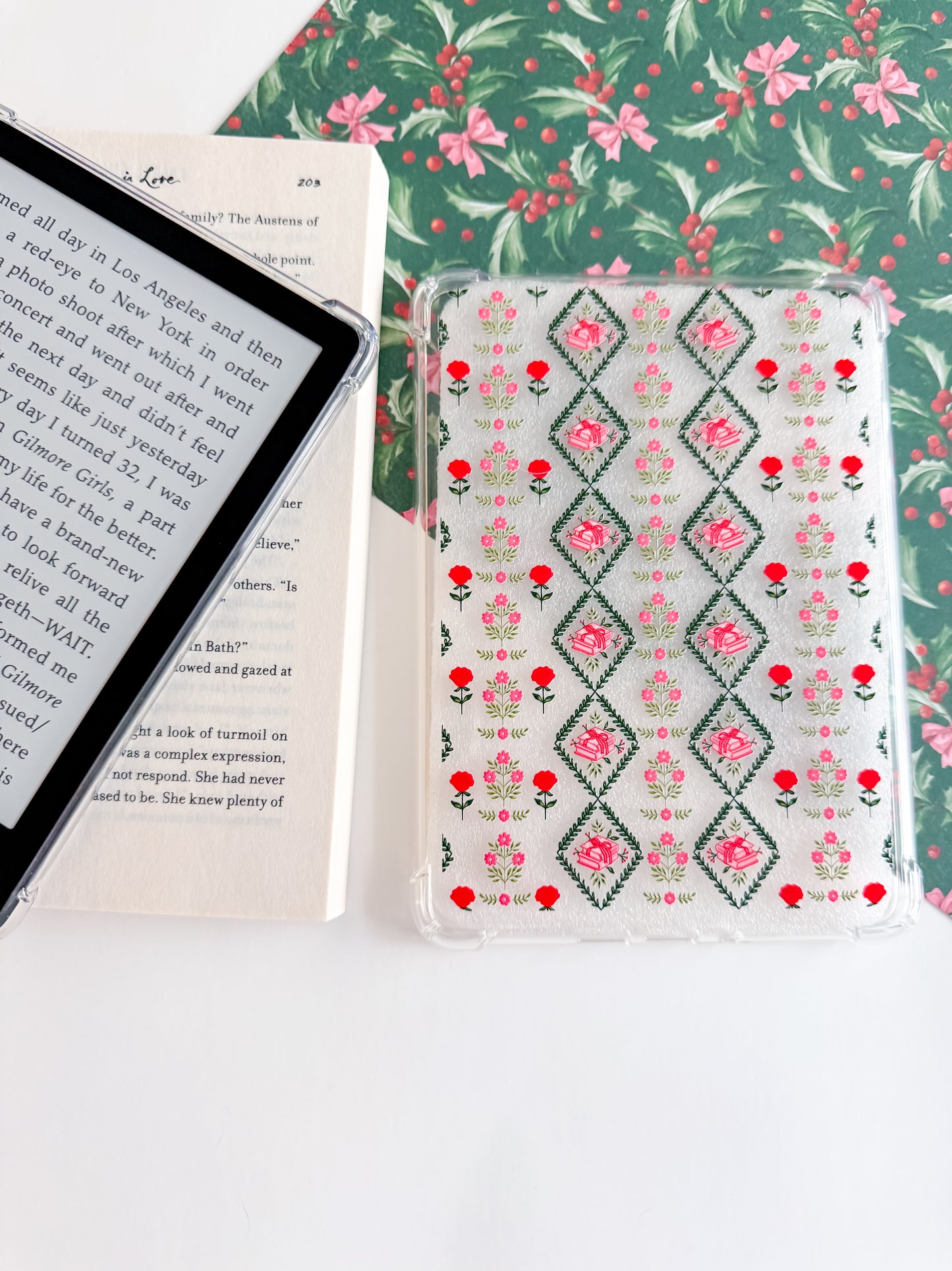 Bookish Christmas Quilt Kindle Case