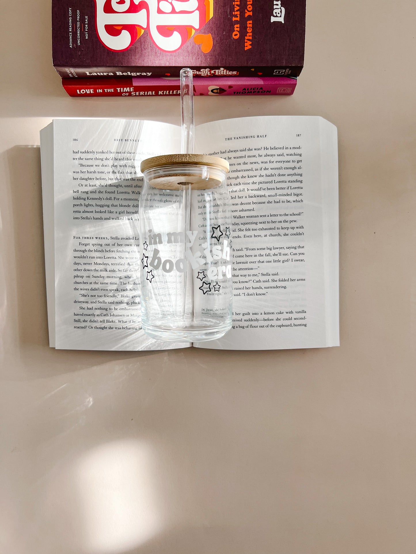 in my bookish era coffee aesthetic glass cup