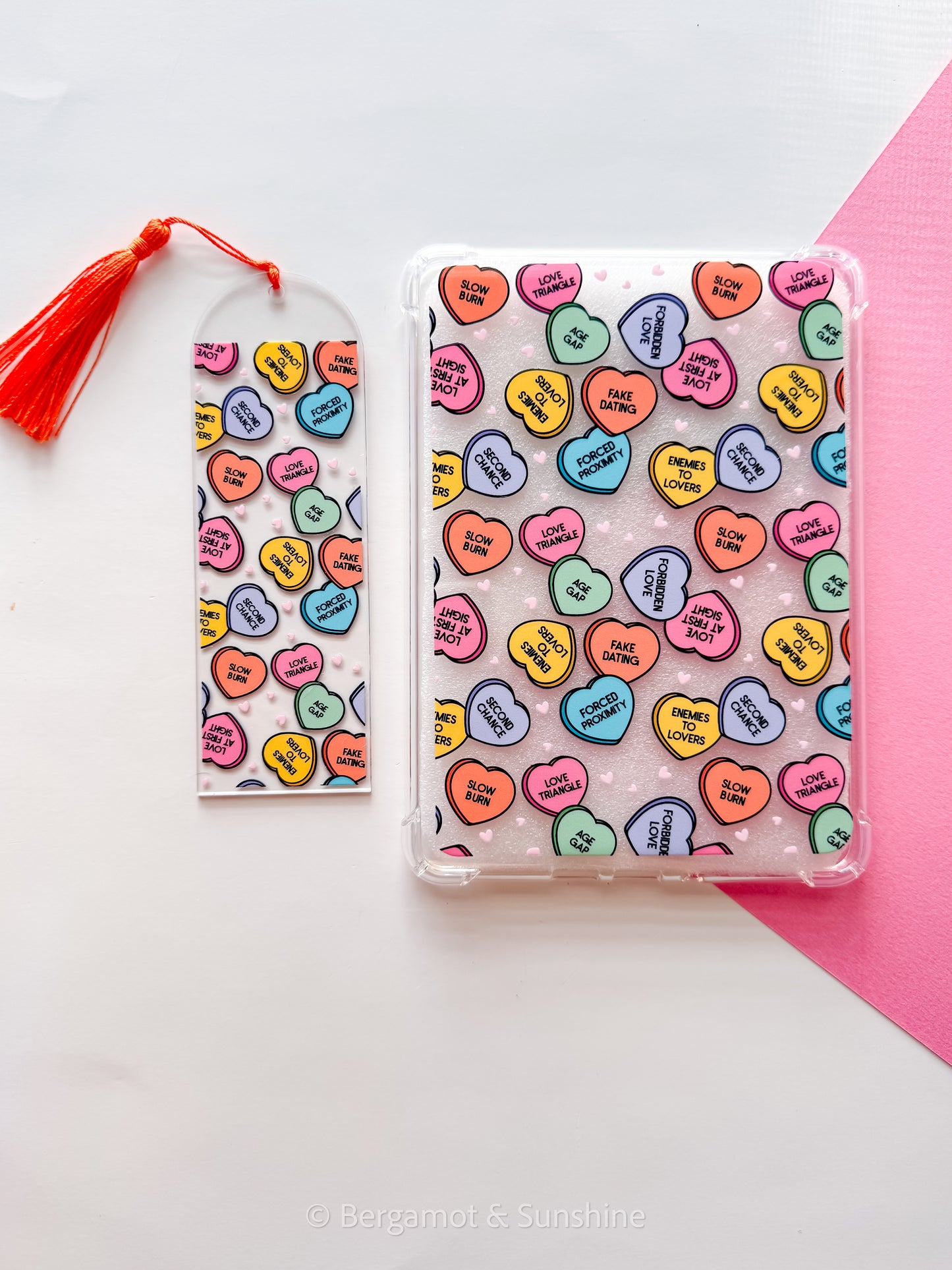 Candy Hearts Romance Tropes Acrylic Bookmark
