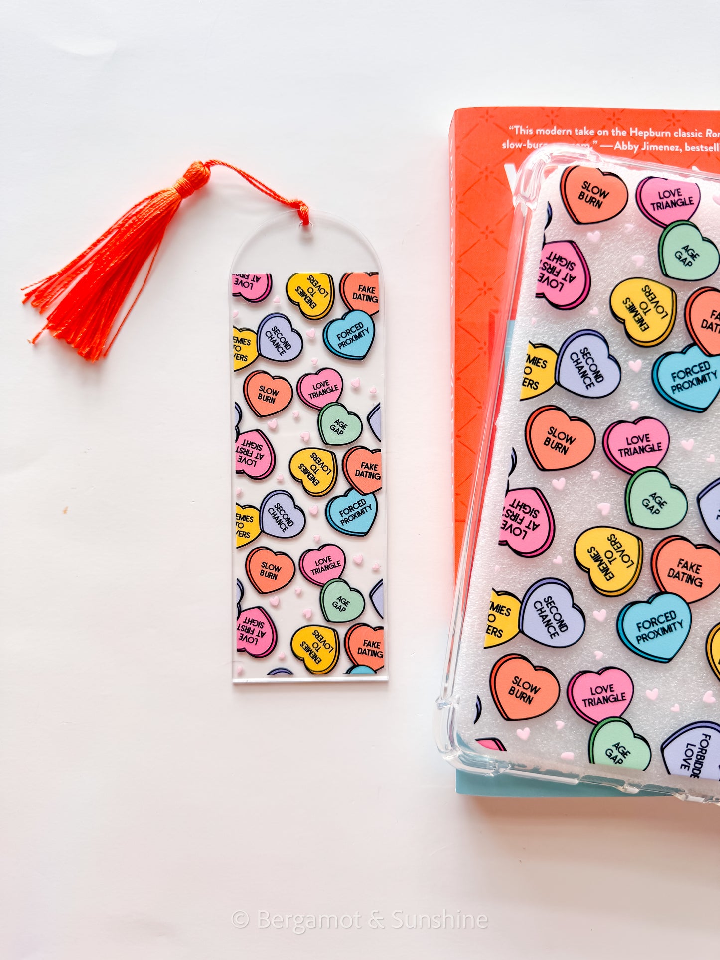 Candy Hearts Romance Tropes Acrylic Bookmark