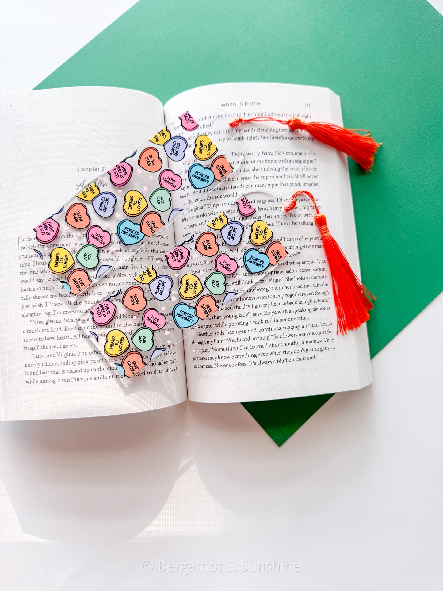 Candy Hearts Romance Tropes Acrylic Bookmark
