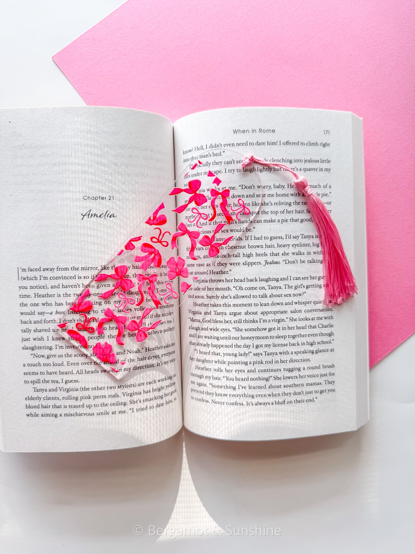 Pink Bows Acrylic Bookmark