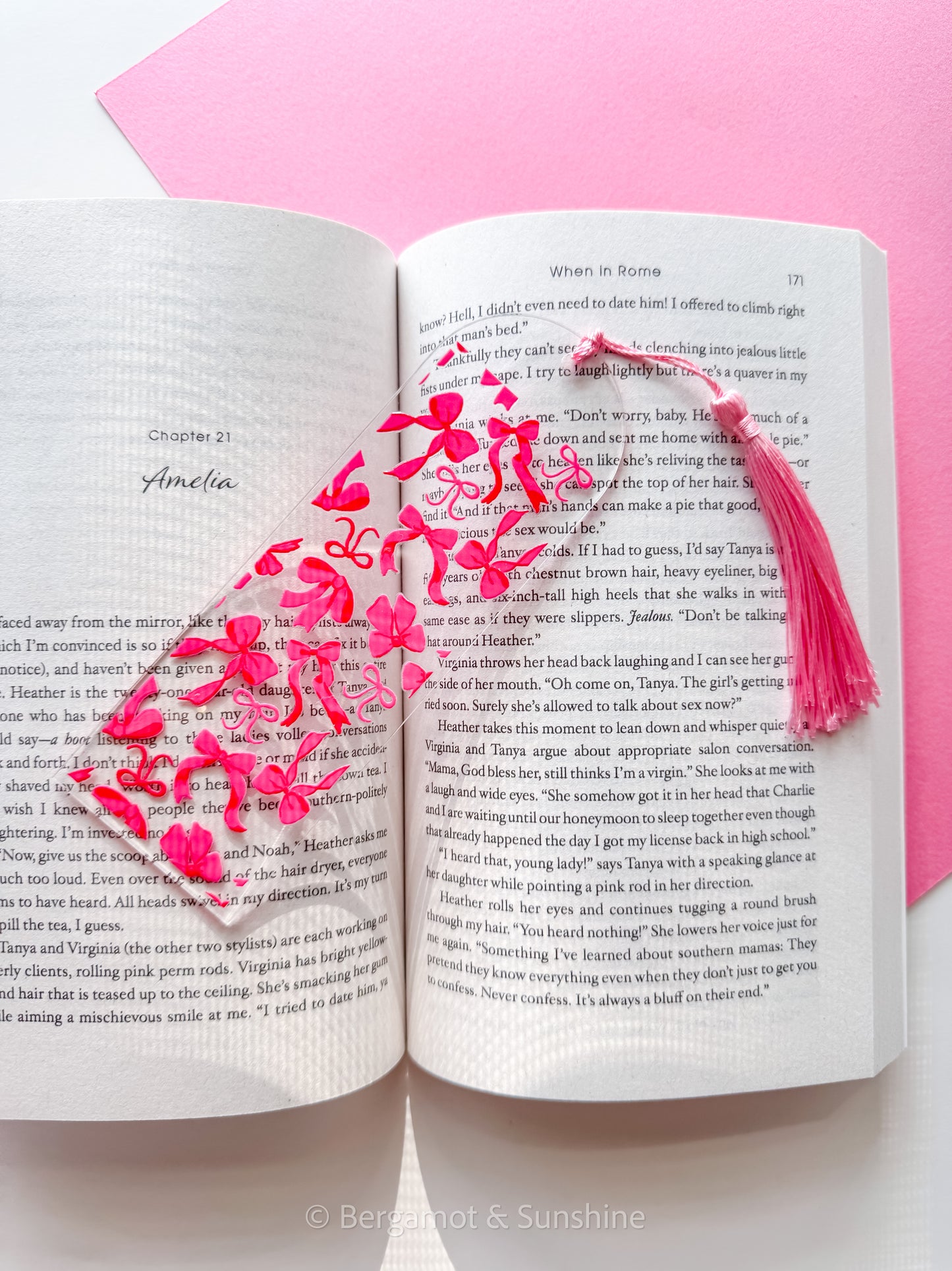 Pink Bows Acrylic Bookmark