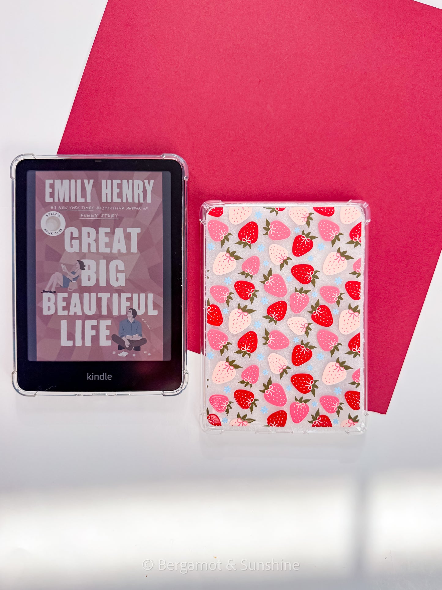 Strawberries and Blue Flowers Kindle Case