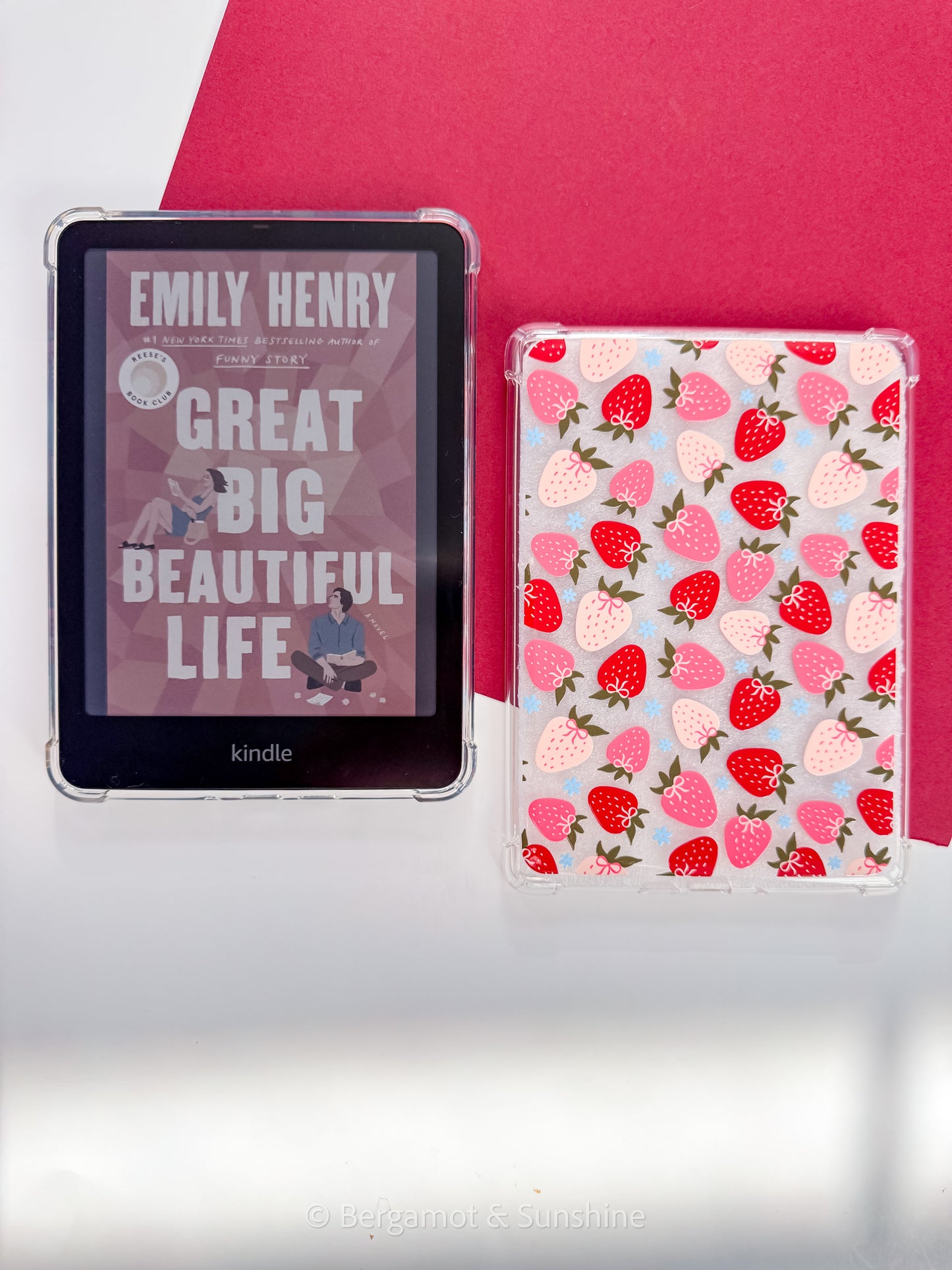 Strawberries and Blue Flowers Kindle Case