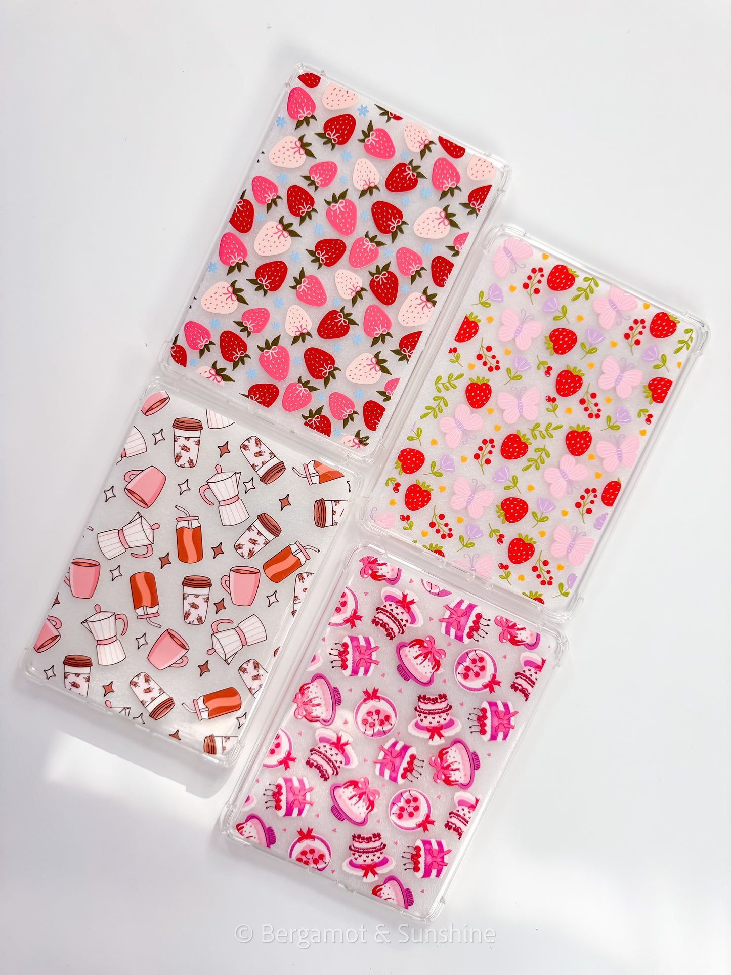 Strawberries and Blue Flowers Kindle Case