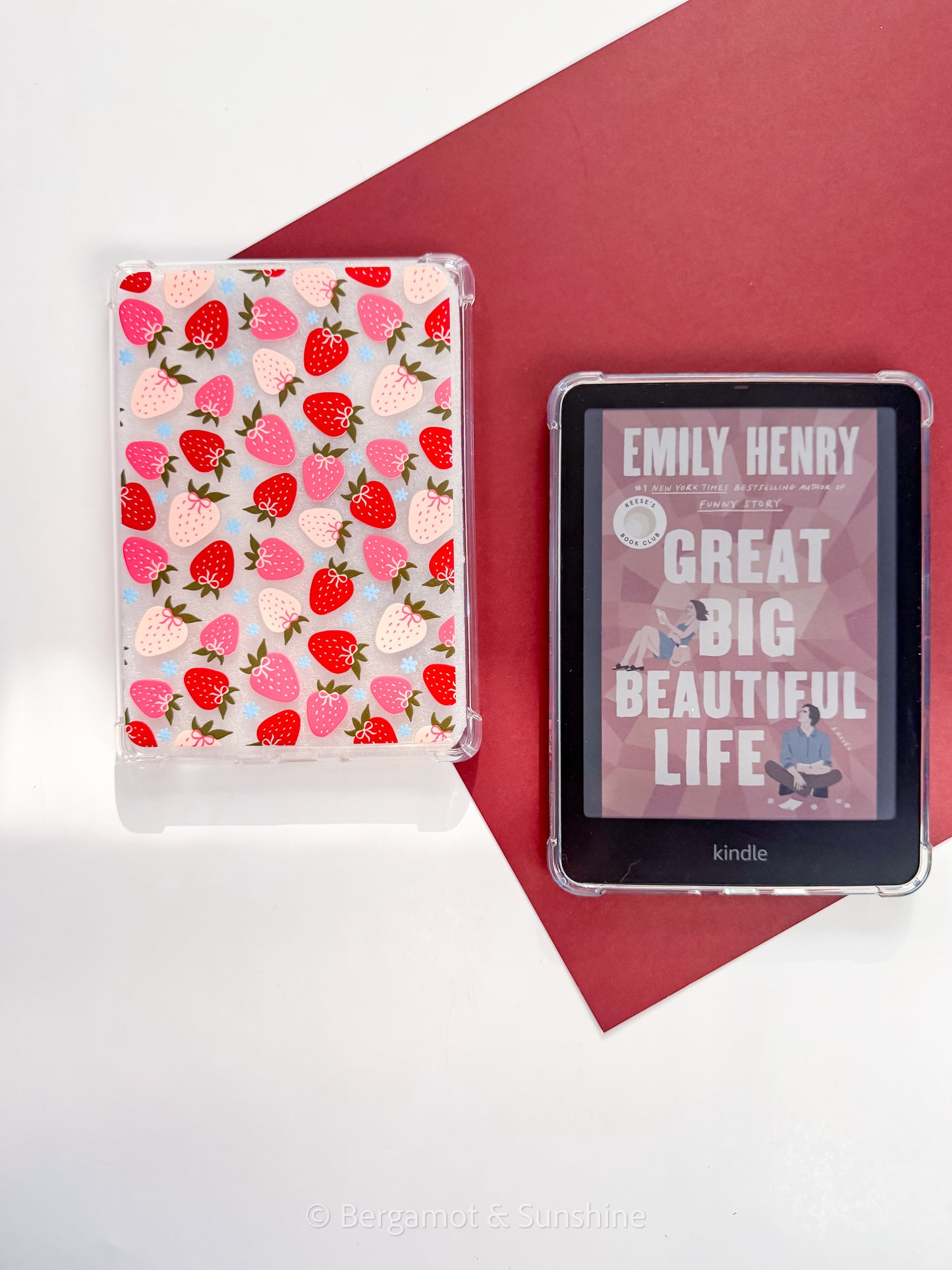 Strawberries and Blue Flowers Kindle Case