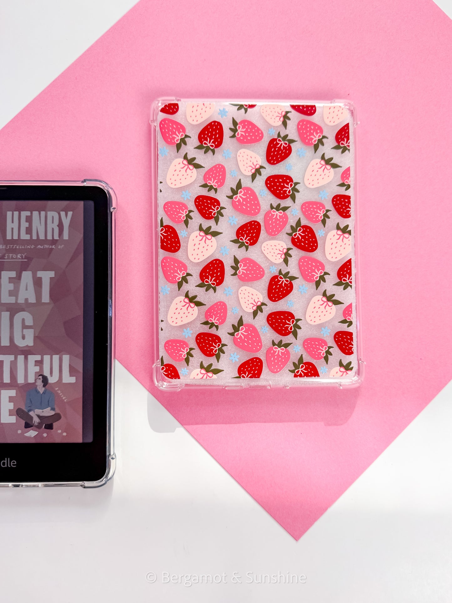Strawberries and Blue Flowers Kindle Case