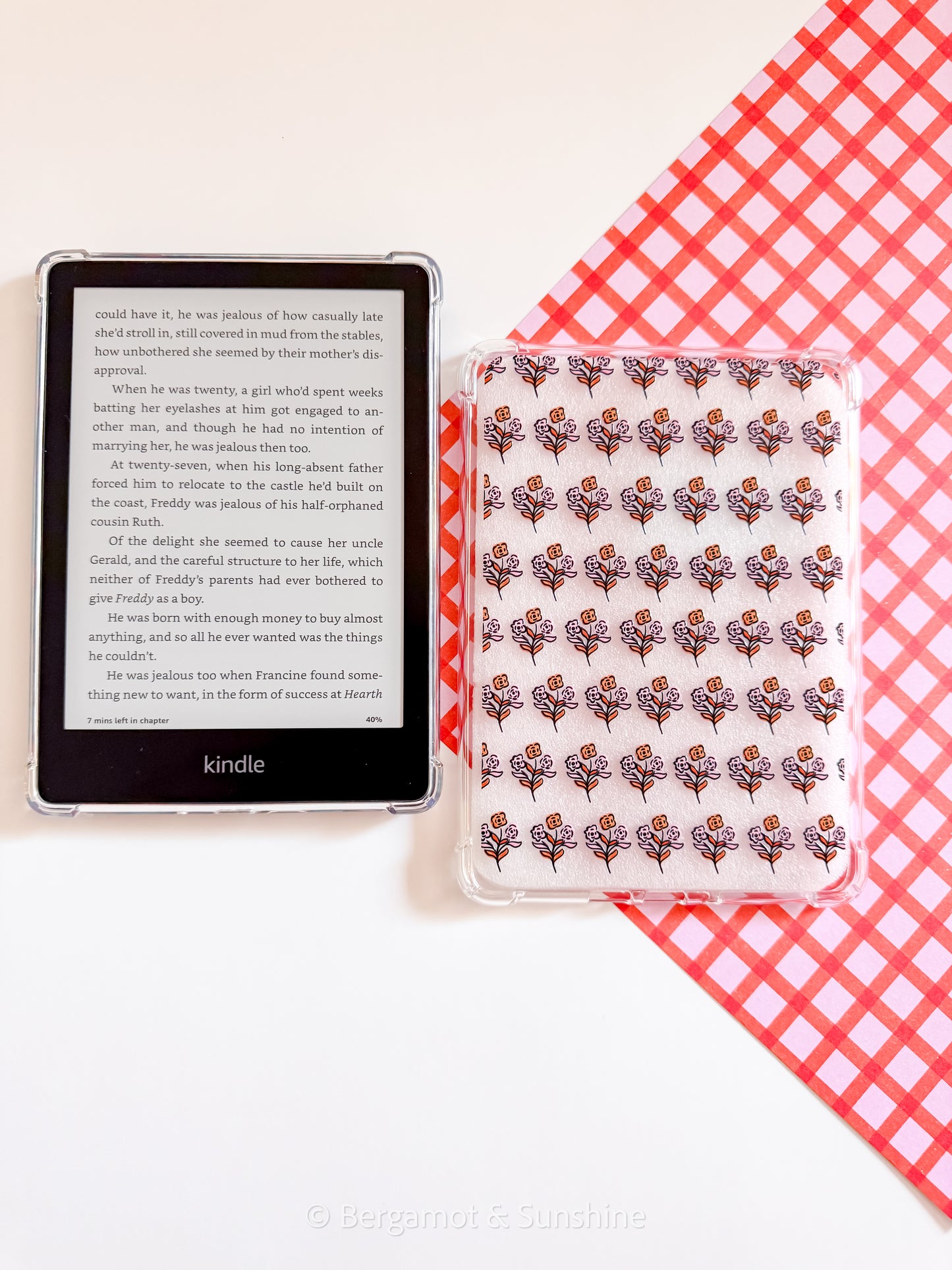 Lavender and Orange Letters Kindle Case