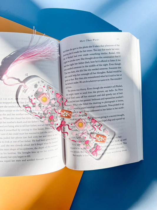 Pink Girlie Essentials Acrylic Bookmark