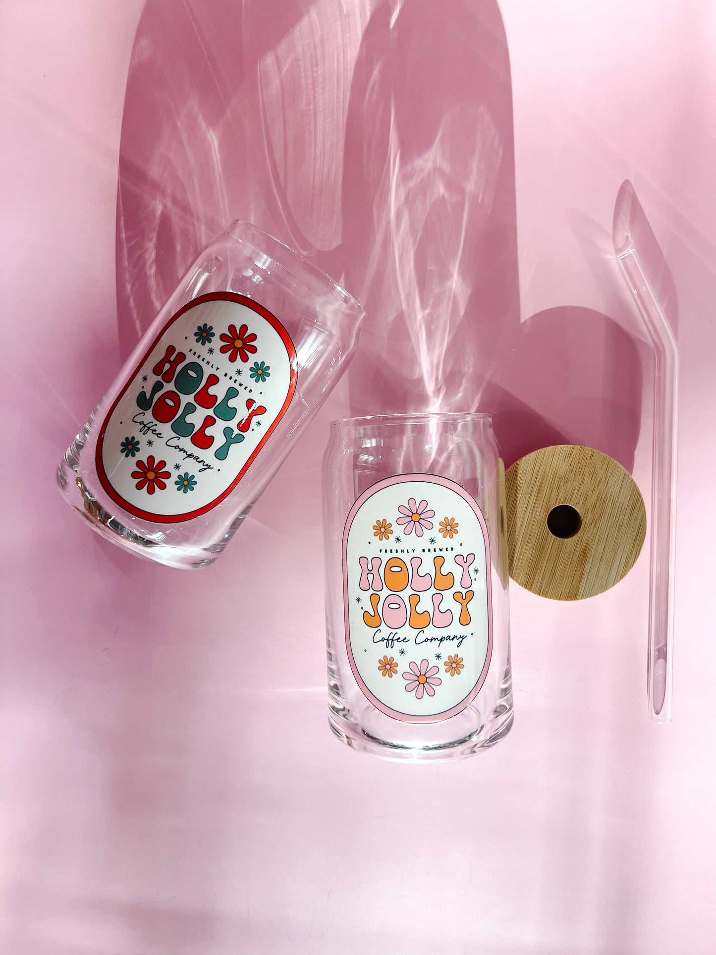 boho holly jolly coffee company glass coffee up with bamboo lid and glass straw