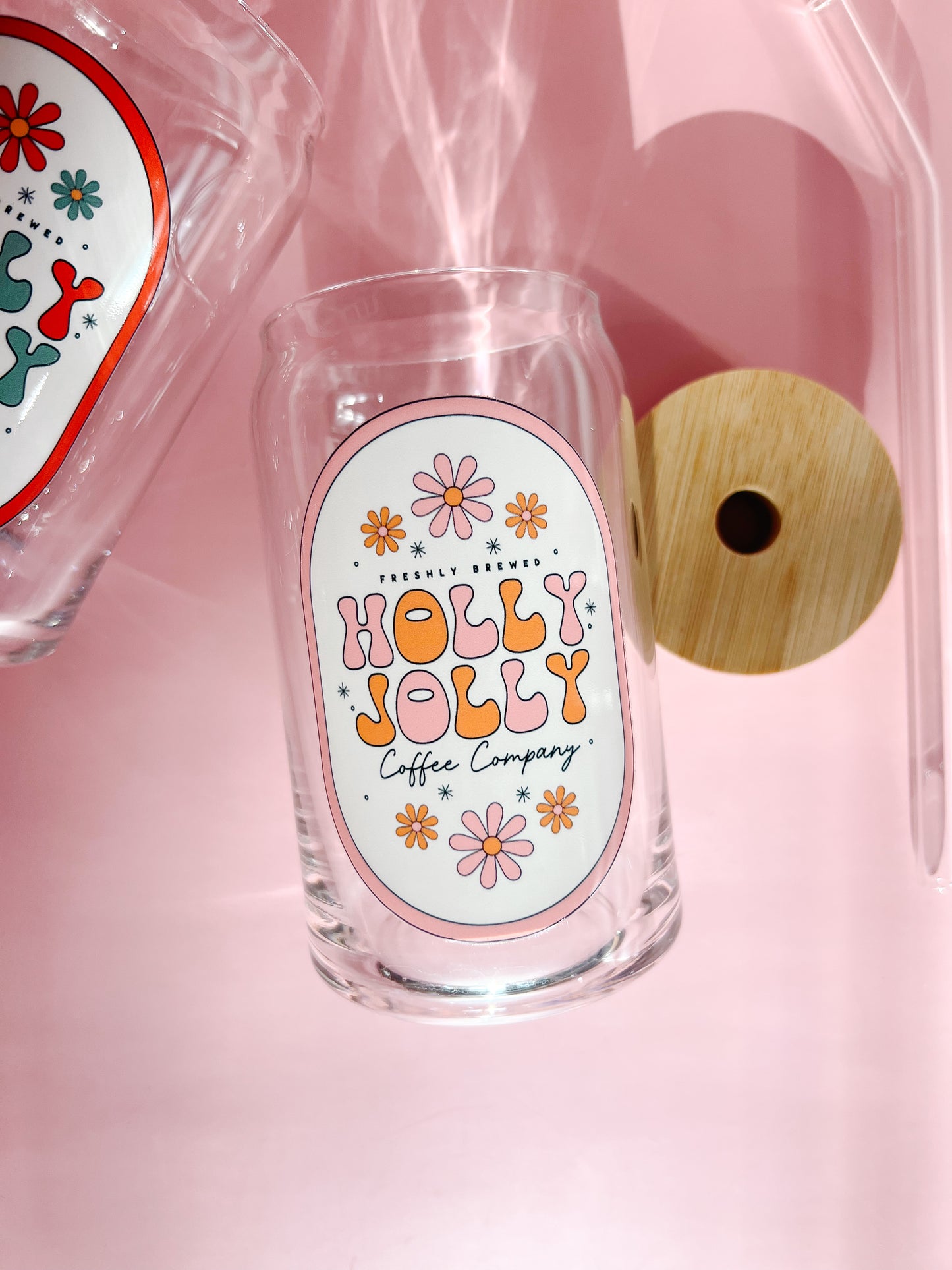 boho holly jolly coffee company glass coffee up with bamboo lid and glass straw