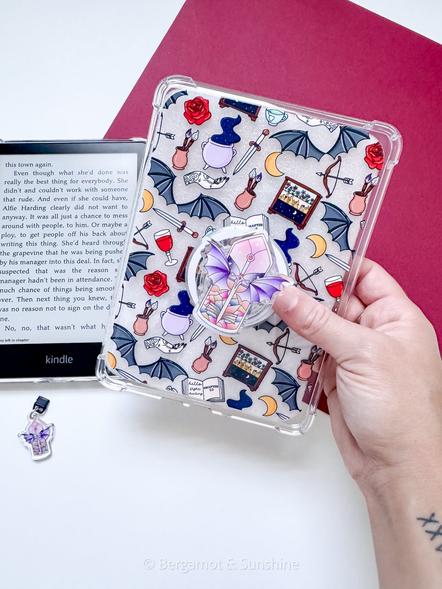 Aco / Tar Stained Glass Magsafe Phone and E reader Grip and Dust Charm