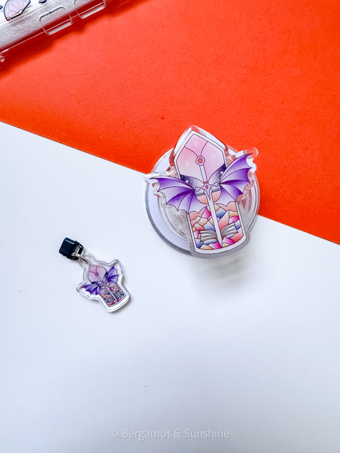 Aco / Tar Stained Glass Magsafe Phone and E reader Grip and Dust Charm