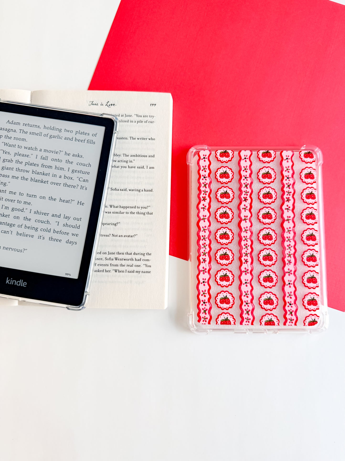 Raspberry Stripes Kindle Case